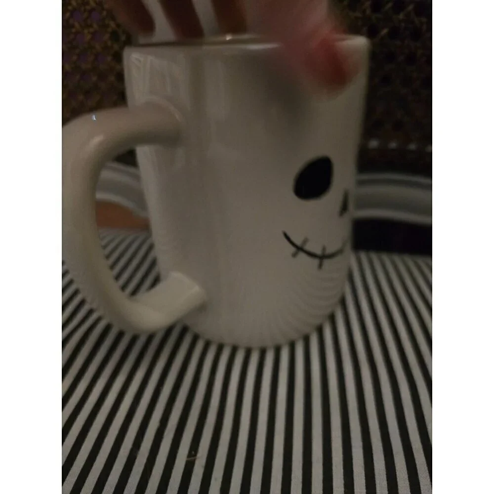 NWT Rae Dunn Halloween Spooky Skeleton Face Mug Double Sided